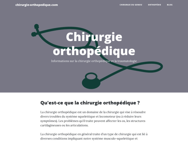 Infos sur la chirurgie orthopédique