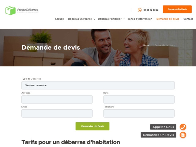 Demande de devis débarras