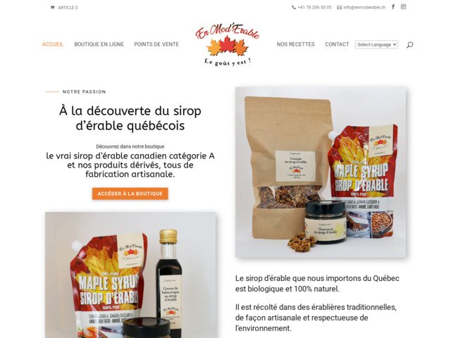 Produits au sirop d'érable Québecois 100% biologique