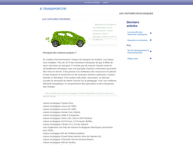 Infos sur le transport ecologique