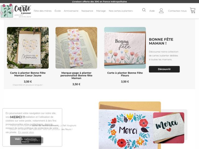 Carte  planter et papier ensemenc - Carte  pousser