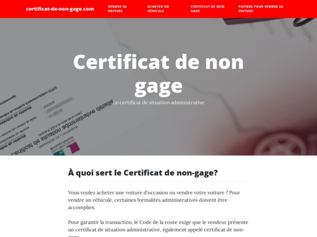 A quoi sert un certificat de non-gage ?