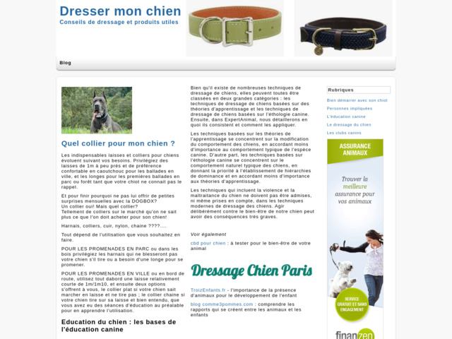 Infos sur le dressage du chien