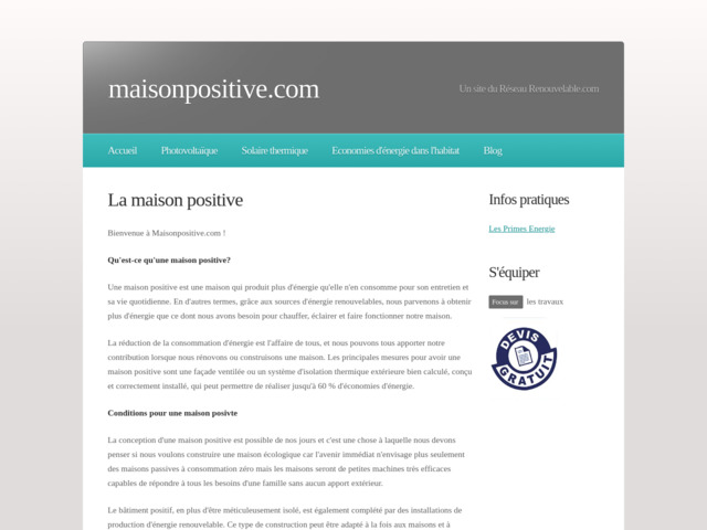 Informations sur la maison positive