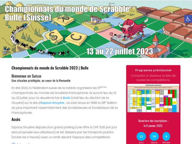 Juillet 2023, championnats du monde de Scrabble à Bulle