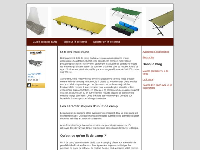 Dormir sur un lit de camp