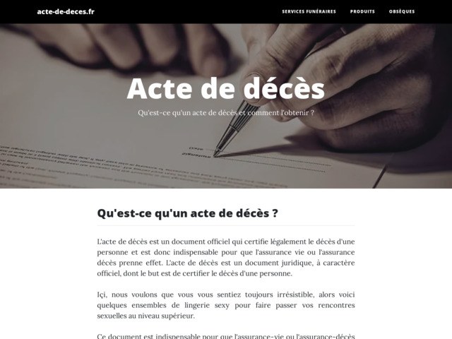 Infos sur l'acte de deces