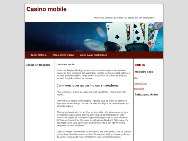 Jeux de casino sur smartphone