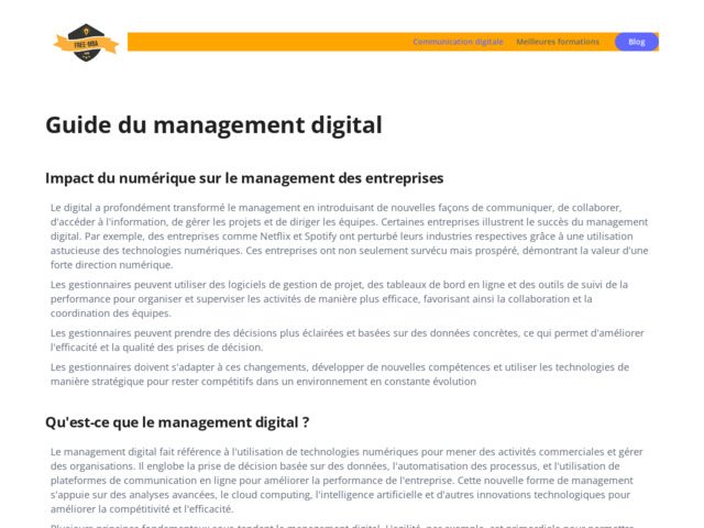 Le management digital