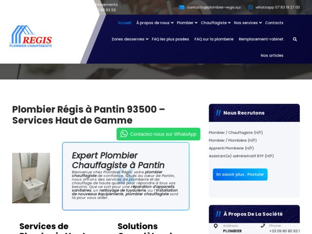 Plombier rgis  Pantin 93500 - services haut de gamme