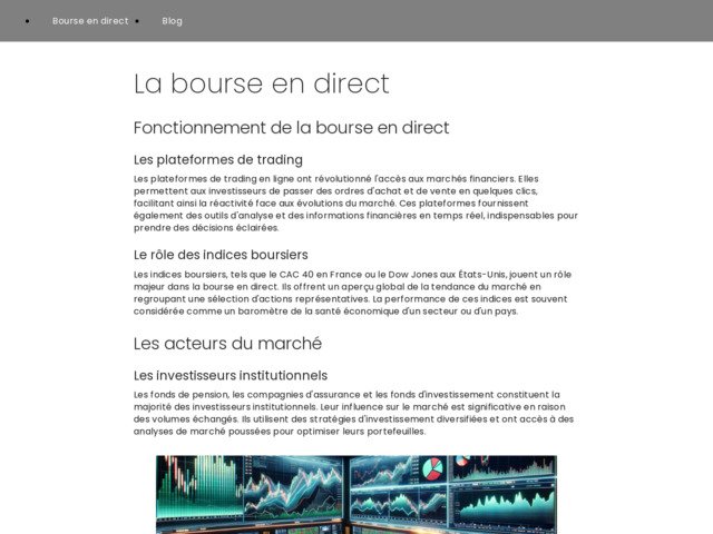 Actualité des marchés, cours des actions