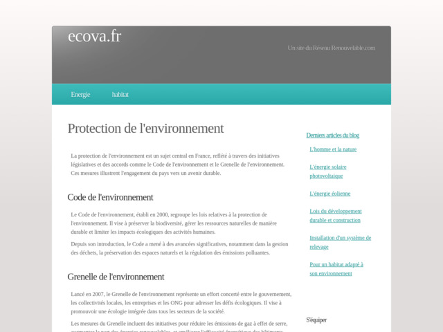 Ecova : site sur l'ecologie