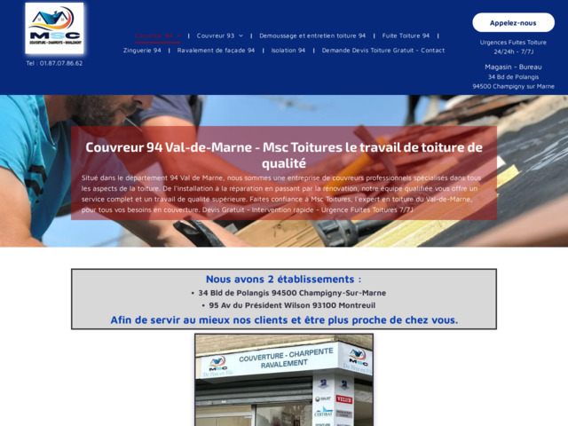 Couvreur 94 - Msc Toitures - Couvreur à Champigny sur Marne