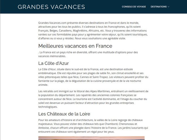 Guide de voyage pour les grandes vacances