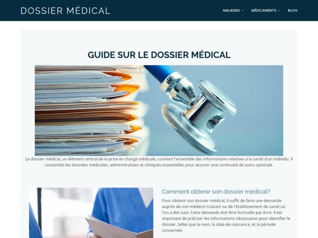 Infos sur le dossier médical
