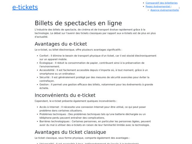 Achat billet de spectacle