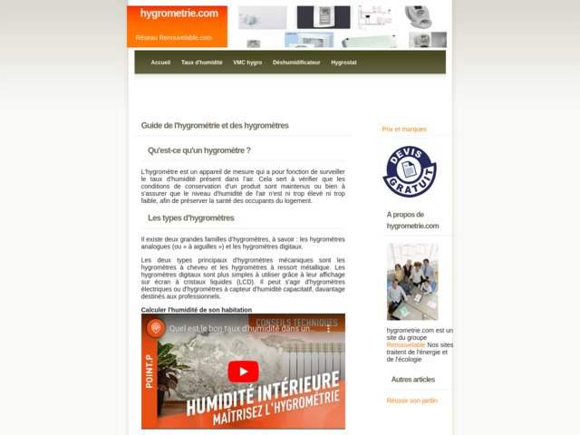 Infos sur les hygrometres