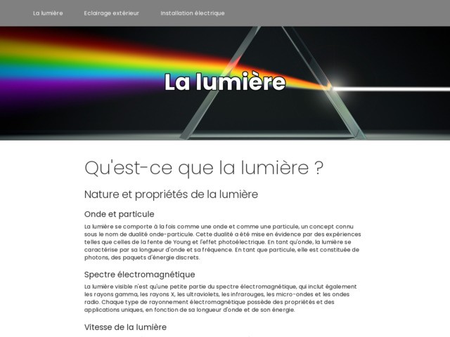 Infos sur la lumière