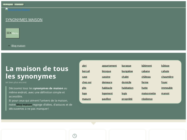Synonymes Maison : La maison de tous les synonymes
