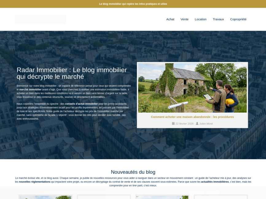 Radar immobilier, l'info qui fait la diff�rence