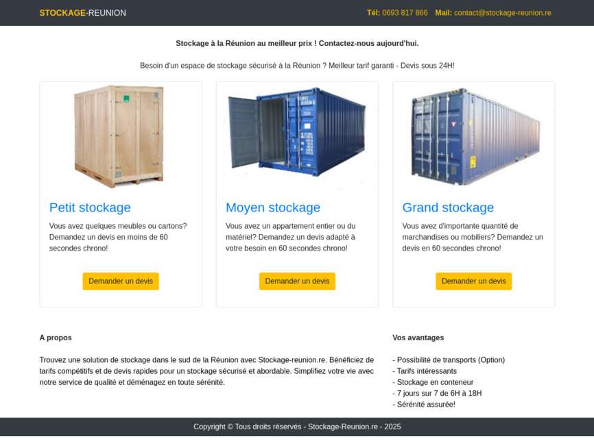 Espace de stockage en conteneur � la r�union