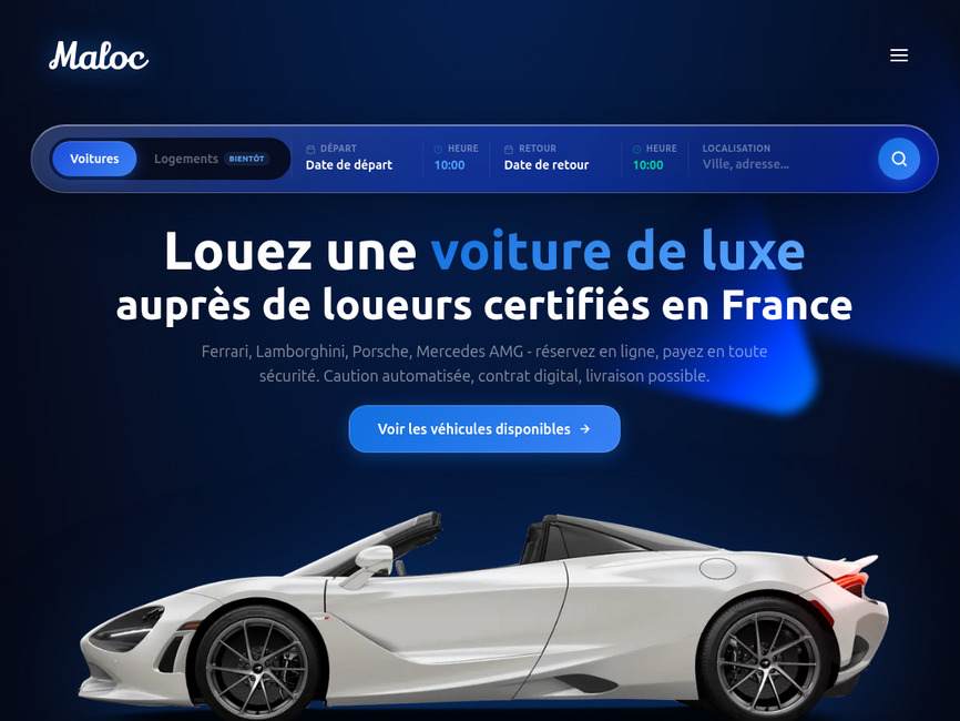 Maloc, location de voiture de luxe et de sport en france