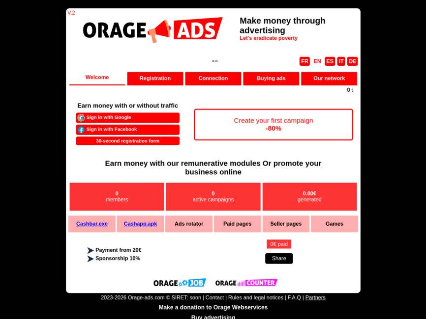 Orage-ads.com - Gagnez de l'argent ou faites de la promotion