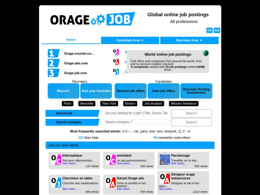 Orage-job.com - Petites annonces d'emploi mondiales en ligne
