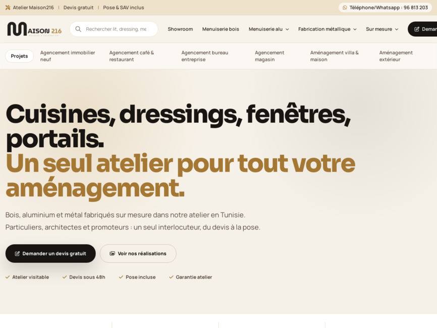 Maison 216 : Expertise en am�nagement bois, aluminium et m�tal en Tunisie