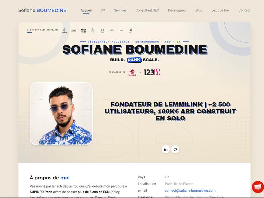 Sofiane Boumedine consultant SEO et developpeur freelance