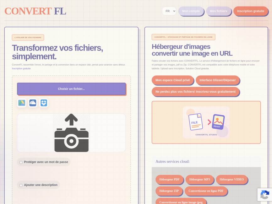 ConvertFL rassemble l'envoi, le partage et la conversion dans un espace clair, pens� pour avancer sa