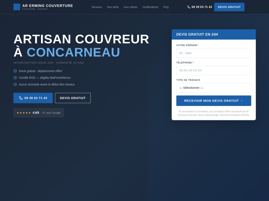 Couvreur Concarneau AR
