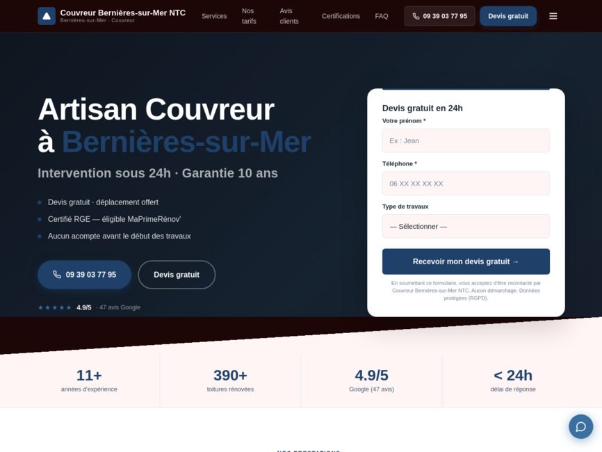 Couvreur Berni�res-sur-Mer NTC