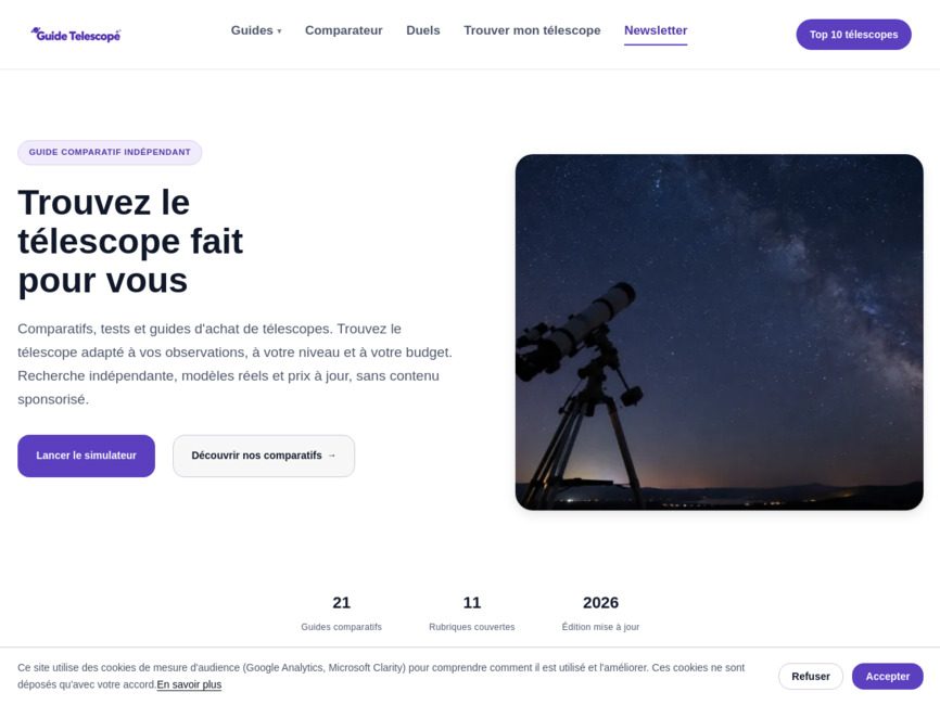 T�&copy;lescope, Guide comparatif