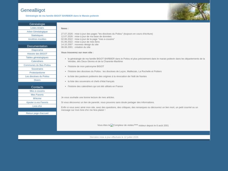 G�n�alogie de ma famille BIGOT BARBIER dans le Poitou