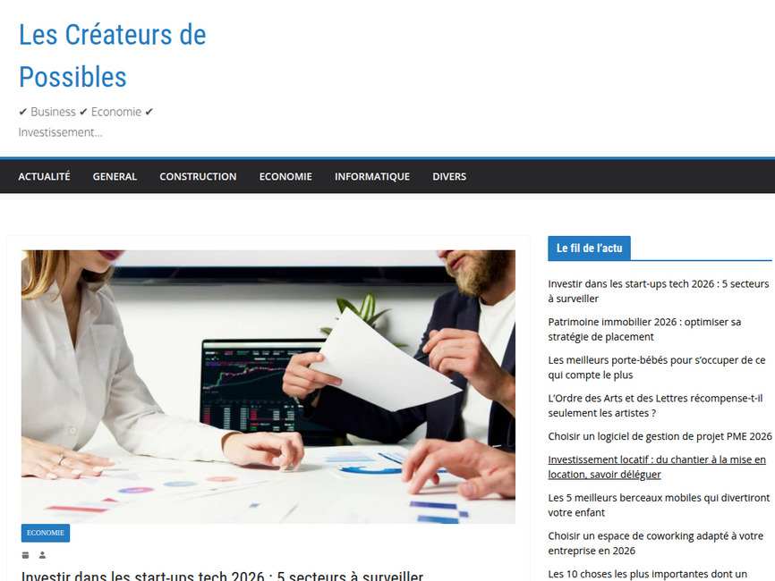 Les Cr�ateurs de Possibles &middot; Business, investissement et patrimoine