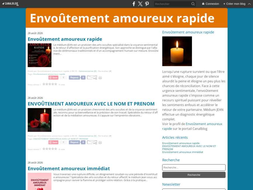 Envoûtement amoureux rapide