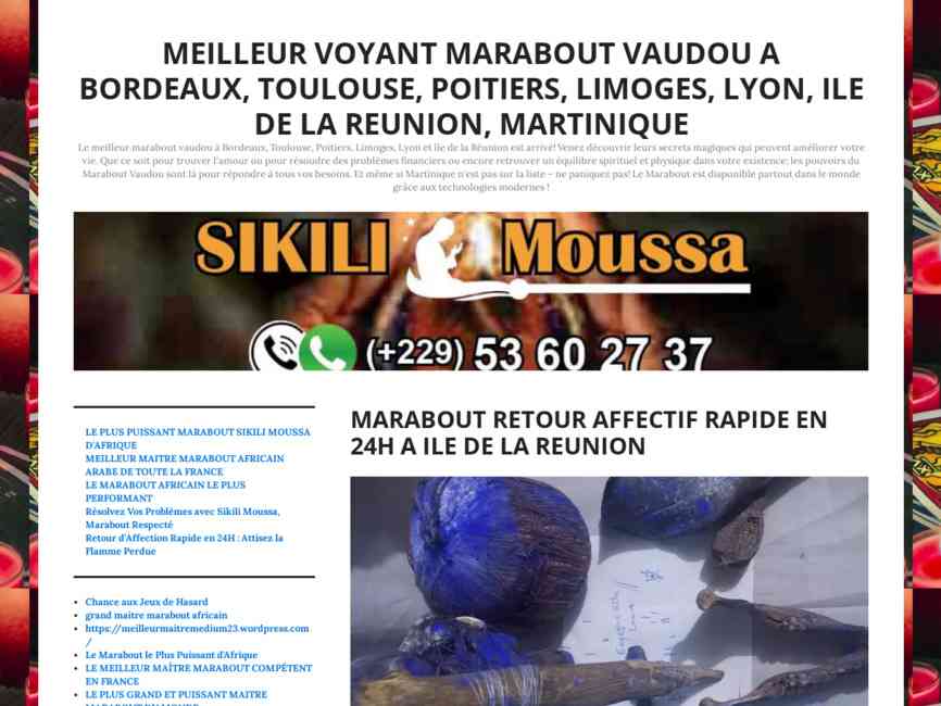 MEILLEUR VOYANT MARABOUT VAUDOU A BORDEAUX, TOULOUSE, POITIERS, LIMOGES, LYON, ILE DE LA REUNION