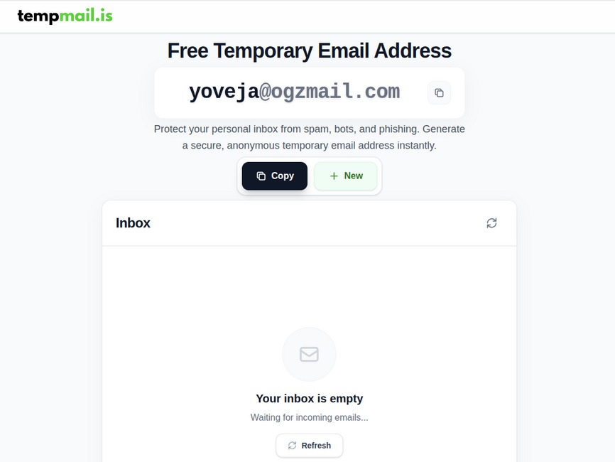 Email jetable gratuit sans inscription - boîte qui reste jusqu'à suppression | TempMail.is