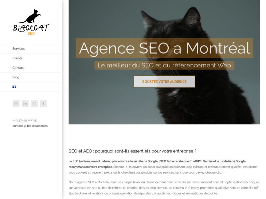 Agence SEO Montréal et agence GEO - BlackCatSEO, référencement web et IA