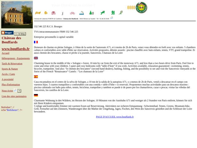 Chambre d'hôtes en Sologne au Chtteau des Bouffards 2h de Paris