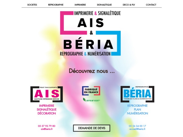 AIS Beria - imprimerie numérique et offset, archivage, reprographie sur Bordeaux Mérignac