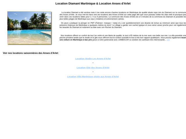 Location Diamant Martinique