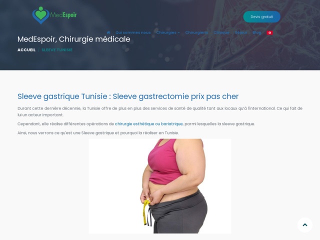 Sleeve gastrique Tunisie : sleeve Tunisie prix pas cher