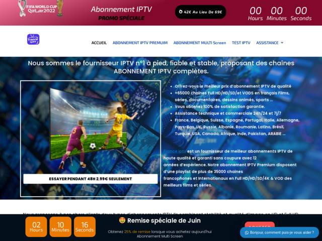Abonnement IPTV premium pour TV et box  CB et Paypal 2022